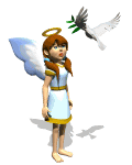 Angel with peace dove. Great Blue Marble has people and animal animations and cartoons including animated angels.