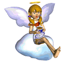 Angel with a red cardinal. Great Blue Marble has people and animal animations and cartoons including animated angels.