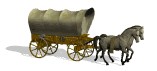 The horse drawn, covered wagon was essential for the early North American settlers. Great Blue Marble has people and animal animations and cartoons including animated wagons and horses.