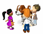 Please click on the Kids Petting the St. Bernard Dog to go to Great Blue Marble's People & Animal Cartoons.